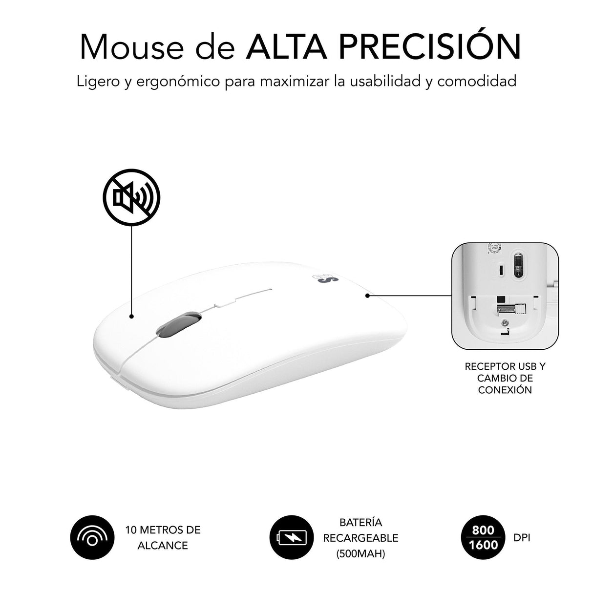 EAN 8436586742621 - SUBBLIM SUBKBC-DCEP10 teclado Ratón incluido Universal RF Wireless + Bluetooth QWERTY Español Plata, Blan imagen 7