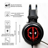 Auricular Gaming Deadpoool Negro Sonido Virtual 7.1/ Jack3.5mm/ Cable 2.2m