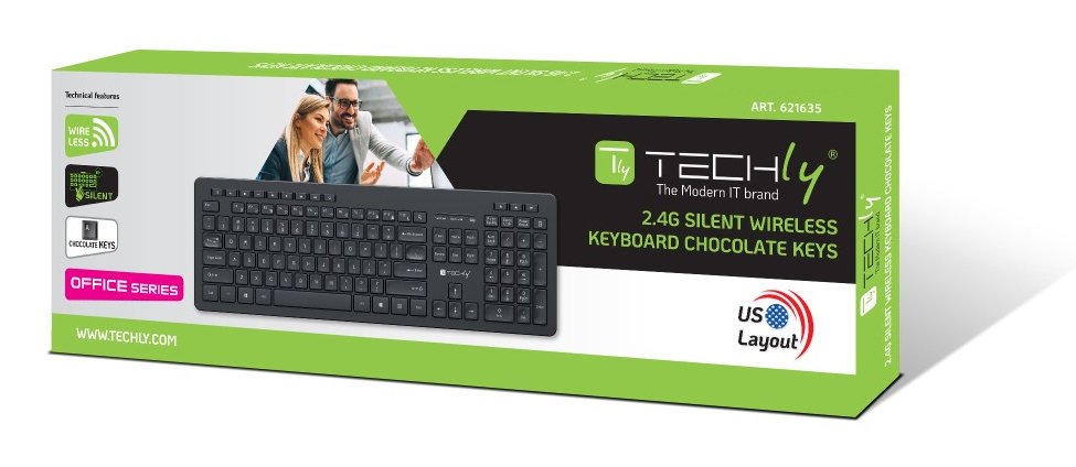 Techly Ictwc006-Us Teclado Inalámbrico Rf 2.4ghz Usb Chocolate