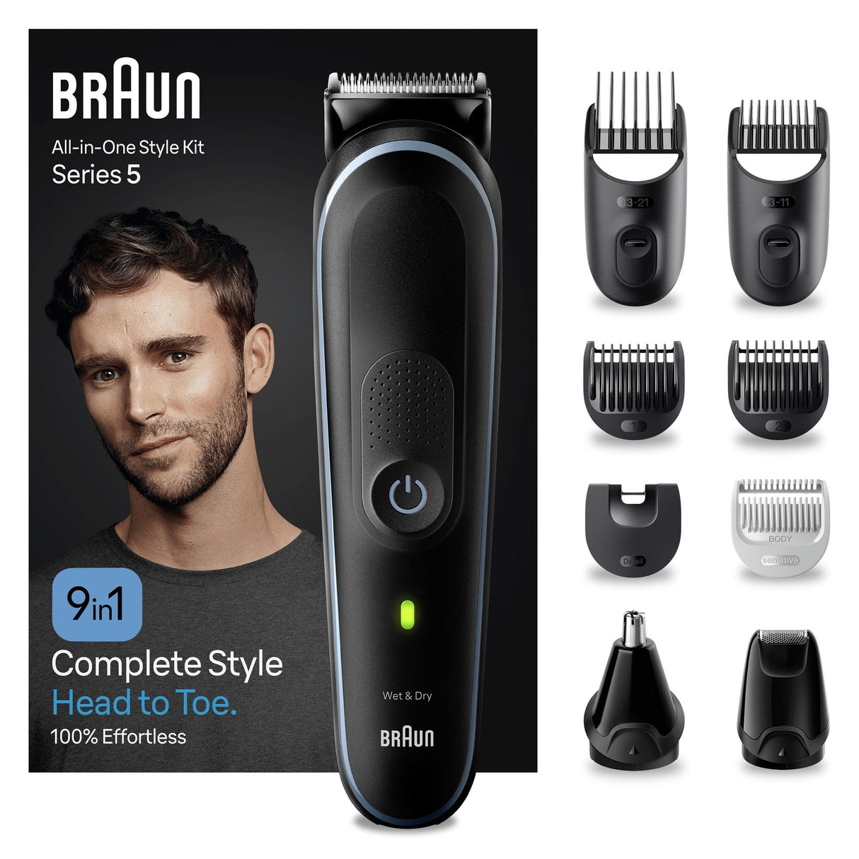 Recortadora 9 En 1 Braun Series 5 Mgk 5411 Con Batería 7 Accesorios