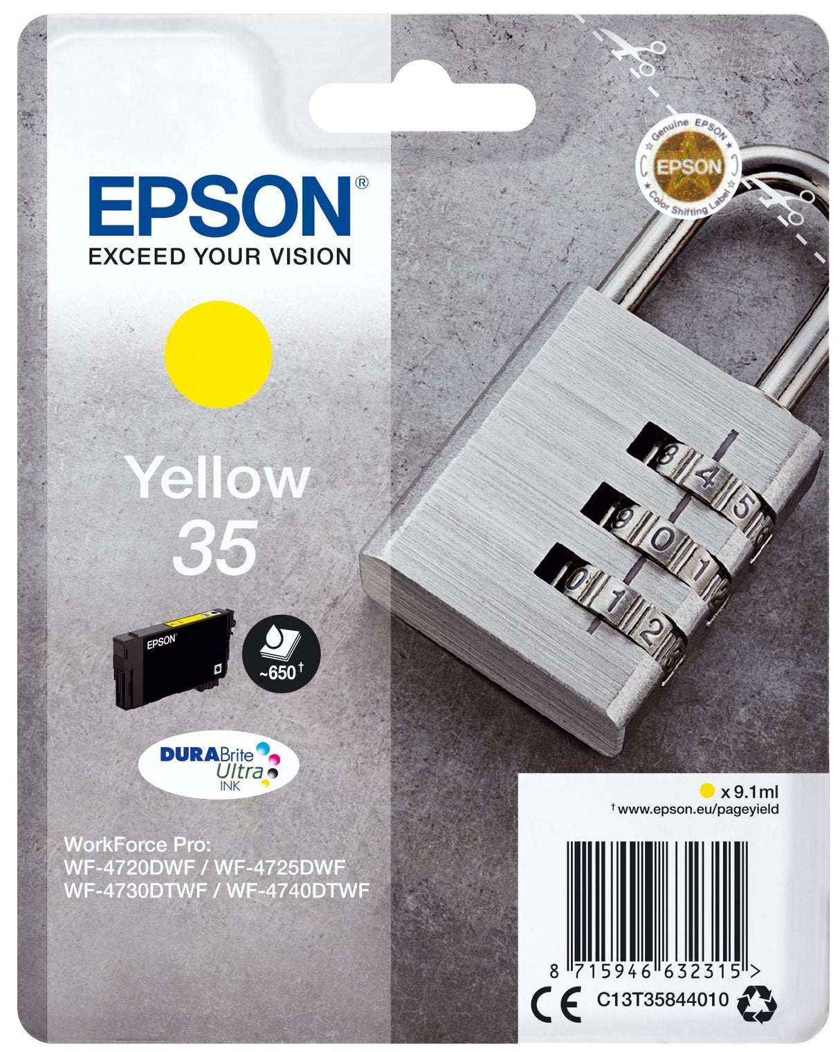 Tinta Original  Epson 35 Durabrite Amarillo 650 Paginas/C13t35844010 C13t35844010