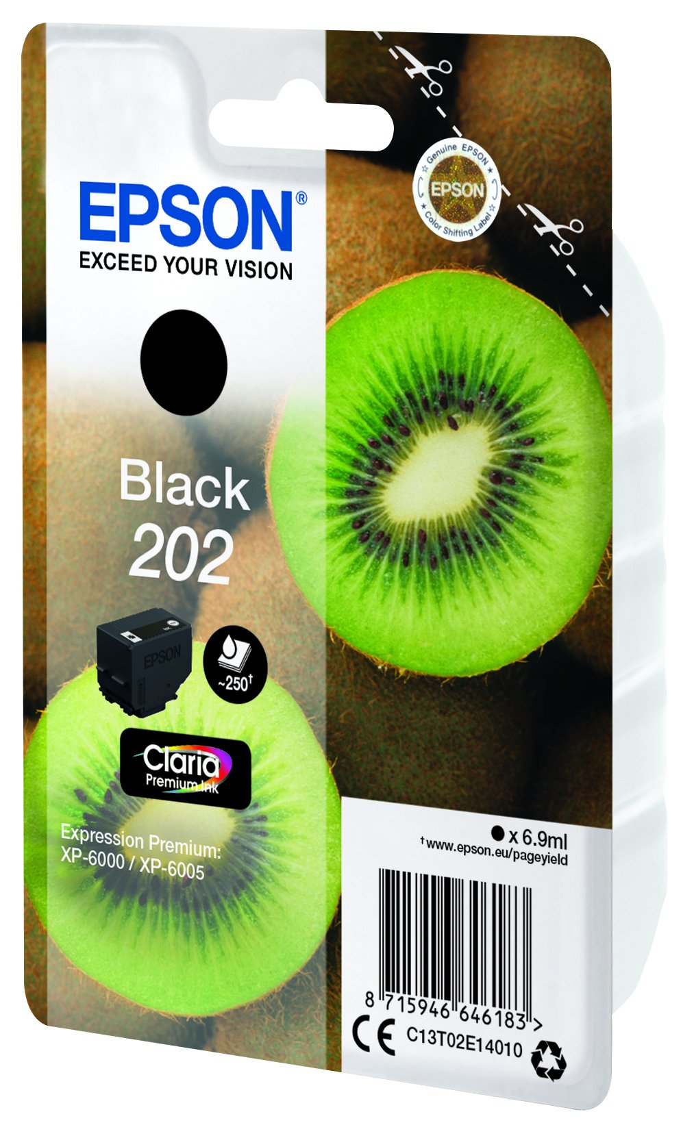 EAN 8715946646190 - Epson Kiwi 202 cartucho de tinta 1 pieza(s) Original Rendimiento estándar Negro imagen 1