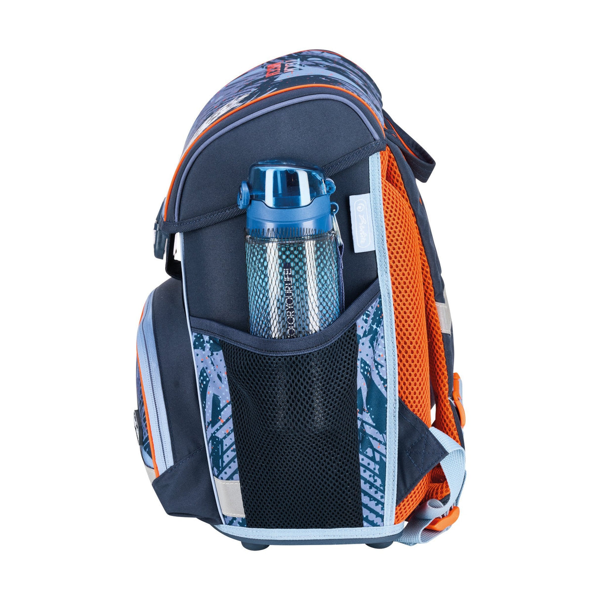 Herlitz Loop Plus Techmech Juego De Mochila Escolar Niño Poliéster Azul, Naranja