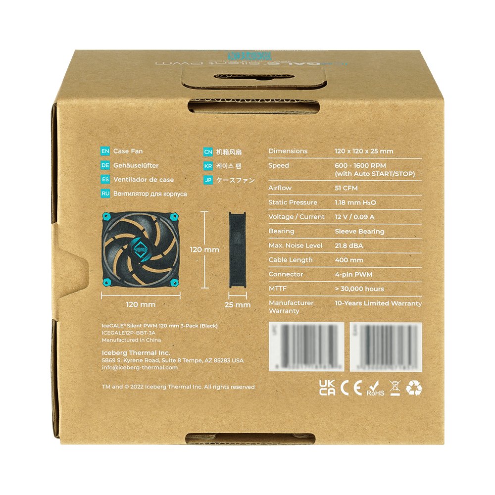 Iceberg Thermal Icegale Silent Pwm Pack De 3 Ventiladores 120mm