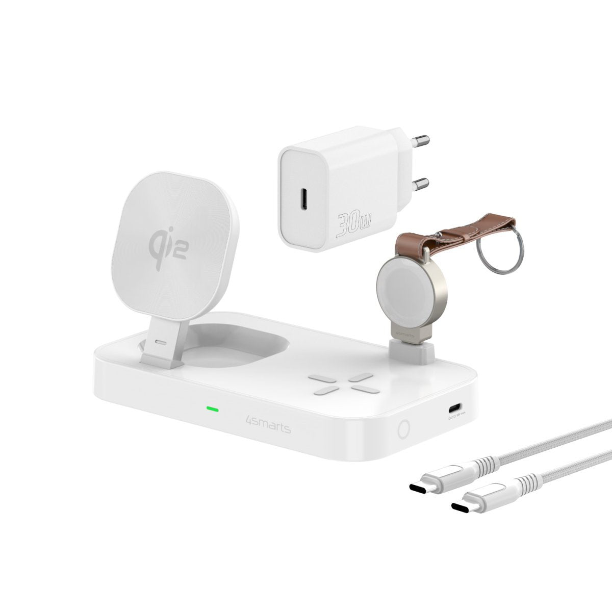 4smarts Qi2 Ladestation Trident + Charger Apple Watch Blanco