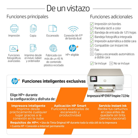 EAN 0195908882558 - HP ENVY Inspire 7224e AiO Porto Prntr Inyección de tinta térmica A4 4800 x 1200 DPI 15 ppm Wifi imagen 6