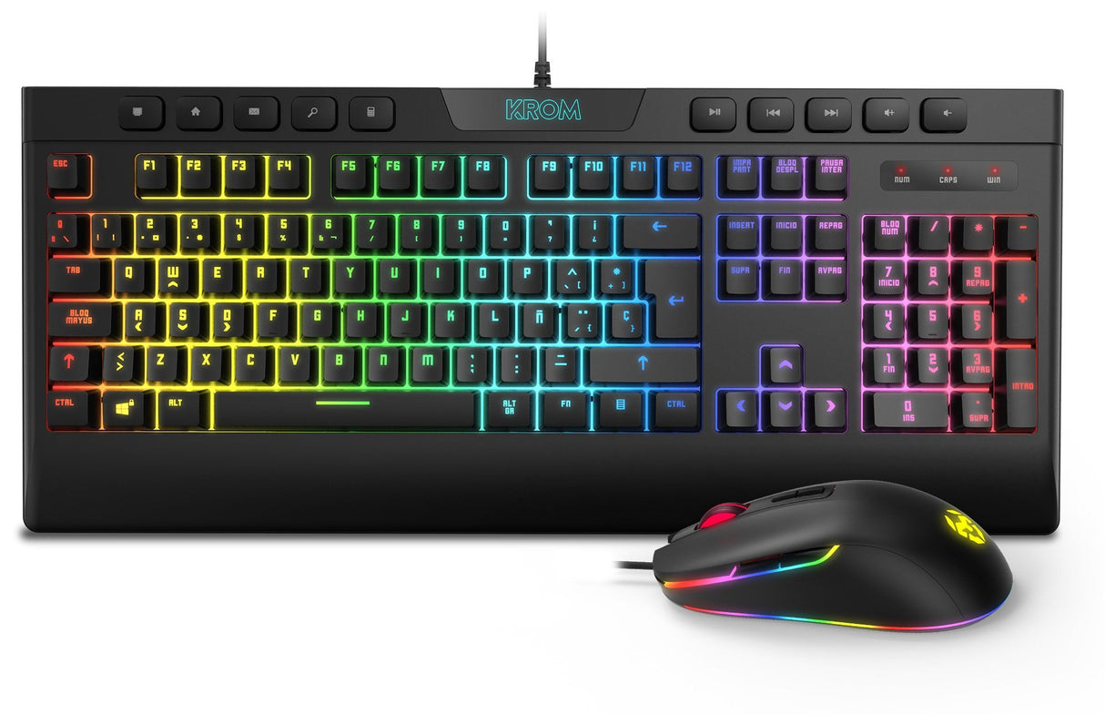 Krom Pack Rgb Teclado Membrana Y Raton  Kalyos Sp