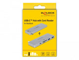 Delock 3 Puertos Hub Y 2 Lector De Tarjetas De Tragamonedas, Lector De Tarjetas Silver, Usb-C 3.2 Gen 1 64078