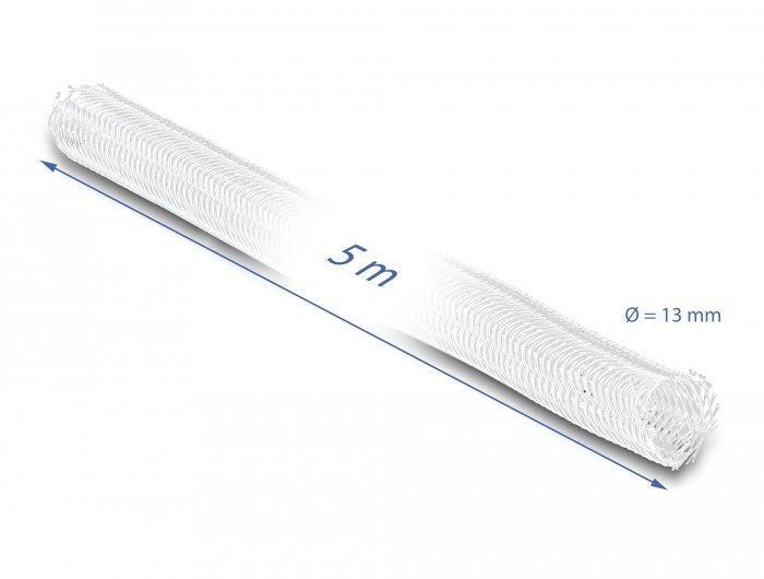 Delock Manguito Trenzado Con Cierre Automático 5 M X 13 Mm Blanco