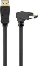 Goobay Cable Displayport Stecker 90° > Displayport Stecker, 8k / 144hz (Negro, 3 Meter, 1 Stecker 90° Abgewinkelt, 54 Gbit/S, Displayport 2.0 / 2.1) 77058