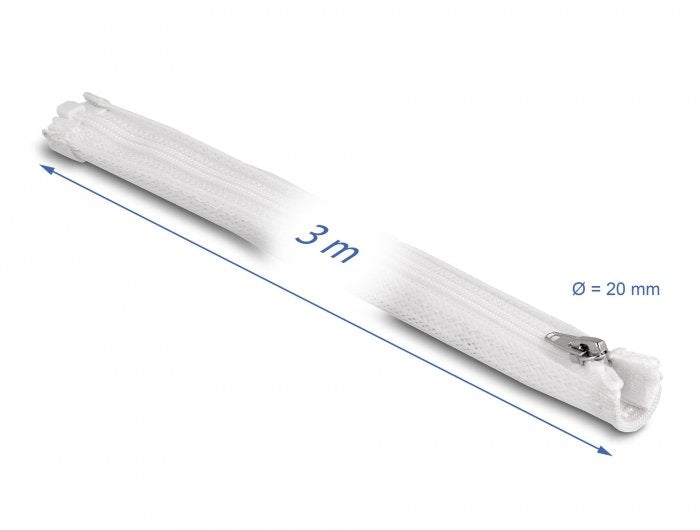 Geflechtschlauch Mit Reissverschluss Hitzebeständig 3 M X 20 Mm Weiss