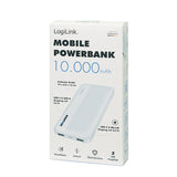 Logilink Mobile Power Bank, Lipo, 10.000 Mah, Usb-C In Out, Blanco