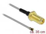 Delock Antennencable Sma Buchse Zum Einbau Zu I-Pex Inc., Mhf® 4l Stecker 1.37 35 Cm Gewindelänge 10 Mm