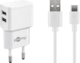 Goobay Cargador Pared Dual Con Cable Usb-C 2,4 A, 44987