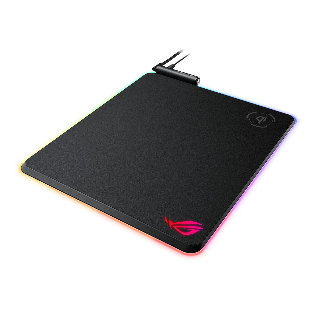 Alfombrilla Asus Rog Balteus Qi Asus Rog Balteus Qi, Negro, Monótono, Rojo/Verde/Azul, Base Antiderrapante, Alfombrilla De Ratón Para Juegos