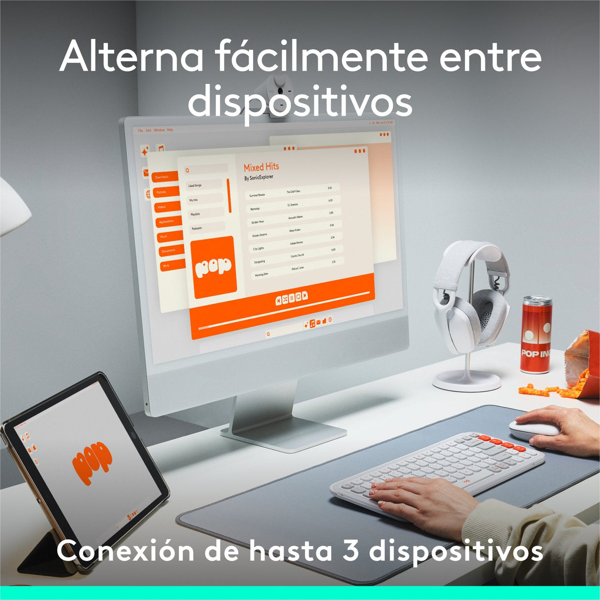 Teclado Esoañol Logitech Pop Icon Keys  Inalámbrico Bluetooth Le Qwerty Español Blanco Apagado Naranja