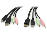 Startech.Com Cable Conmutador Kvm Usb Displayport 4 En 1 C/ Audio Y Micrófono - 6 Pies