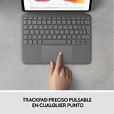 Funda Con Teclado Esp Logitech Combo Touch Para Tablets Apple Ipad Air 4 Gen 2020 De 10.9'/ Gris
