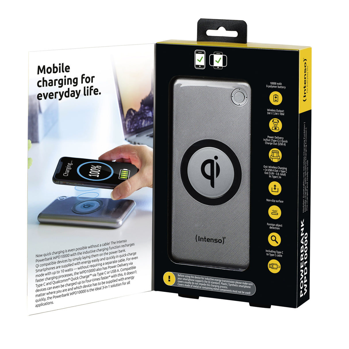 EAN 4034303030699 - Intenso WPD10000 Polímero de litio 10000 mAh Cargador inalámbrico Plata imagen 3