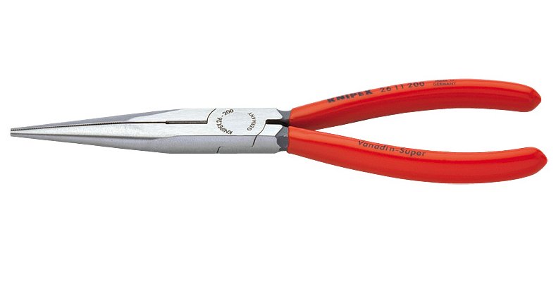 Knipex Alicates De Punta Fina Con Filo 26 11 200, Alicates Con Pico De Cigüeña, Alicates De Agarre Rojo/Azul, Superficies De Agarre Dentadas, Longitud 200 Mm 26 11 200