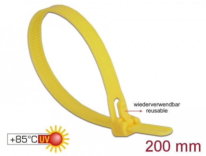 EAN 4043619187591 - DeLOCK 18759 presilla Brida reutilizable Nylon Amarillo 100 pieza(s) imagen 2