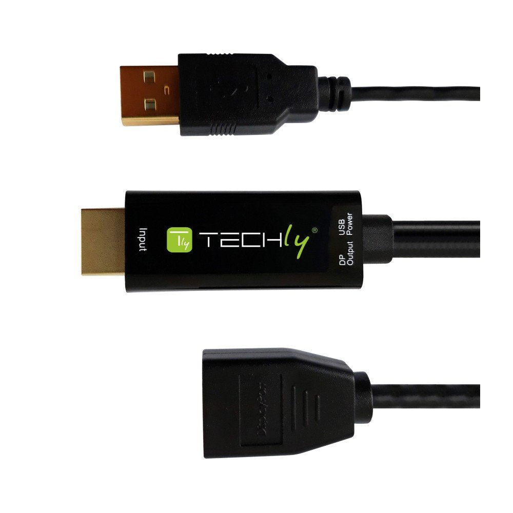 Techly Icoc Hdmi-Dp12a Adaptador Hdmi A Displayport Con Alimentación Usb 4k*30hz M/F