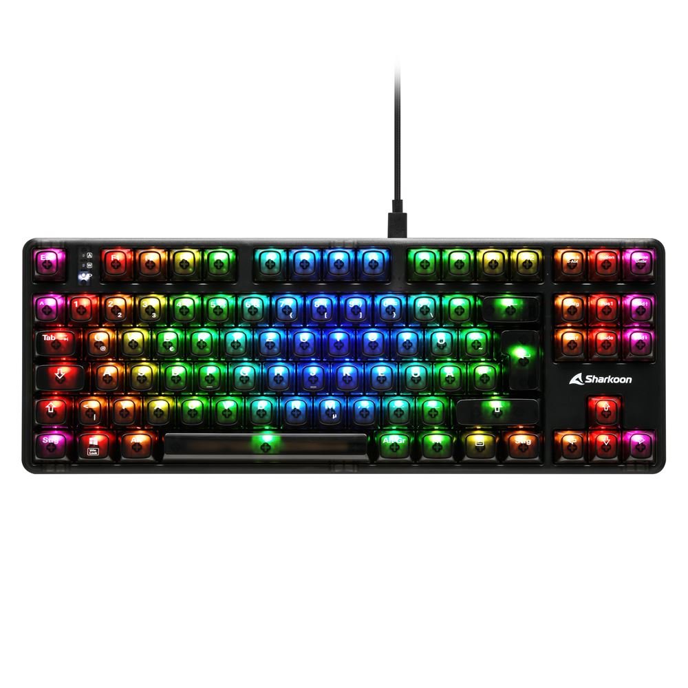 Sharkoon Crystal Shark, Teclado De Juegos Negro, De-Layout, Ktt 4044951040124