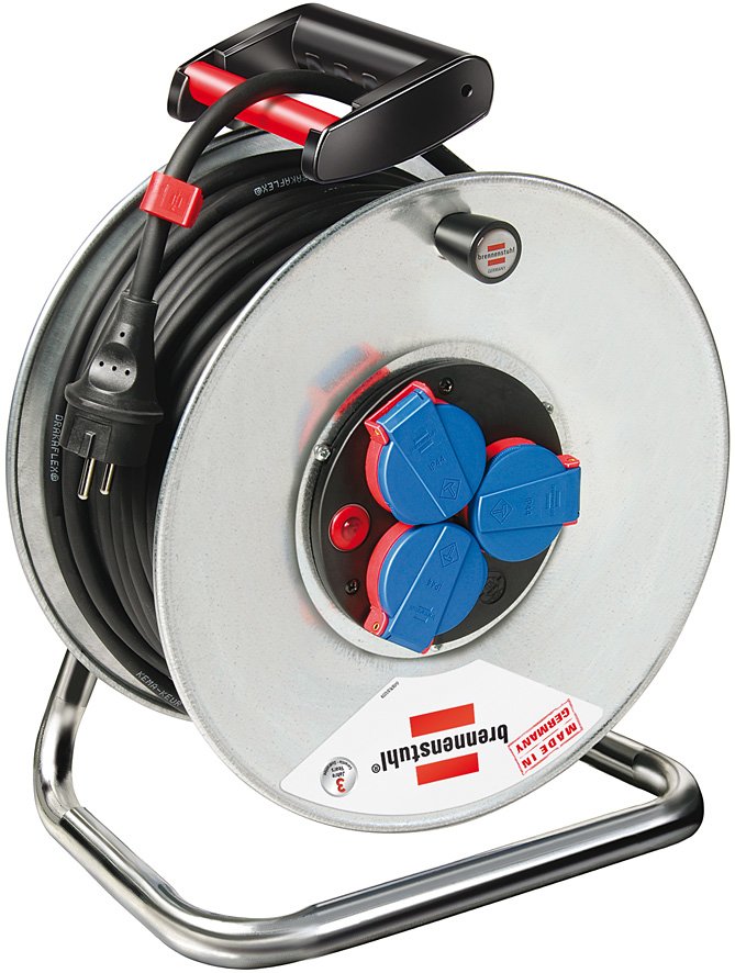 Brennenstuhl 25m H07rn-F 3g2,5 Base Múltiple 3 Salidas Ac Negro, Azul, Rojo, Plata