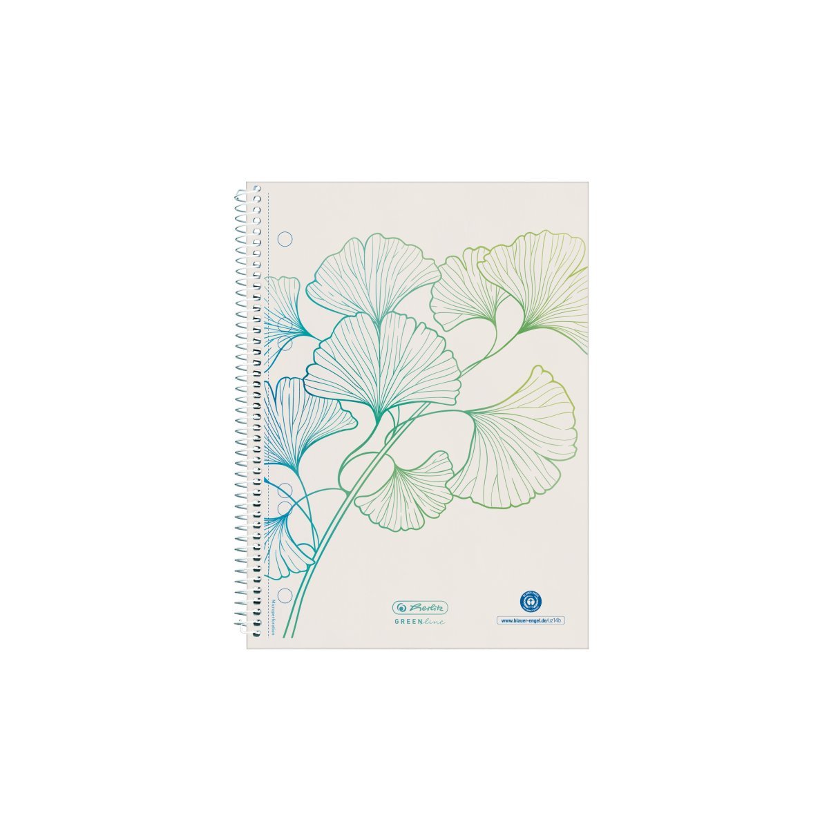 Cuaderno Espiral Herlitz A5 70 Hojas A Cuadros Greenline Ginkgo