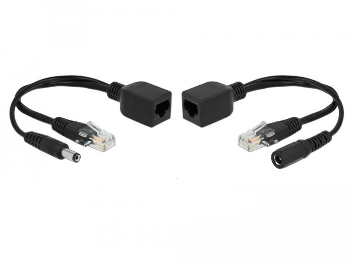 Delock Passive Poe Adaptador Conjunto Rj-45> Dc 5.5 X 2.1 Mm Negro, 21 Cm 66023