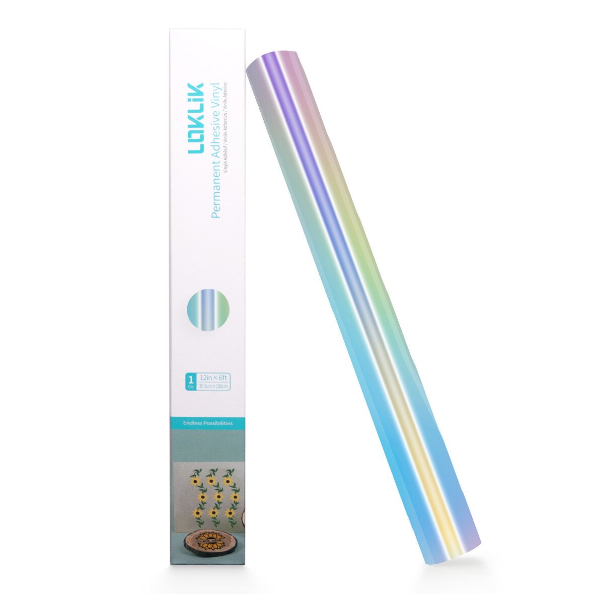 Loklik Permanent Adhesive Vinyl Holographic - Iridescent Silver