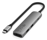 Satechi 4-W-1 Usb-C Slim Multiport 4k Usb-C (Usb-C, 4k Hdmi, 2x Usb-A) (Gris)