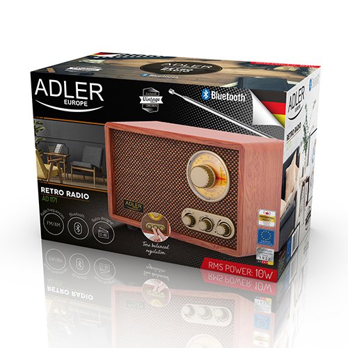 Radio Adler Ad 1171 Retro  With Bluetooth, Brown