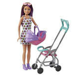 Lalka Barbie Barbie Opiekunka Skipper Wózek + Bobas Zestaw Gxt34
