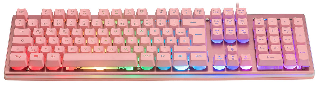 Teclado Alemán Deltaco Gam-021-Rgb-P-De Juego Usb Qwertz Rosa