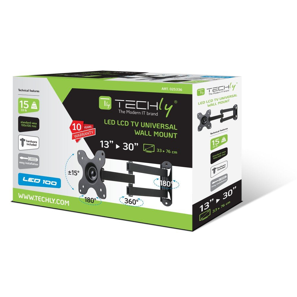 Techly Ica-Lcd 923b Soporte De Pared Para Pantalla Plana 76,2 Cm (30") Negro