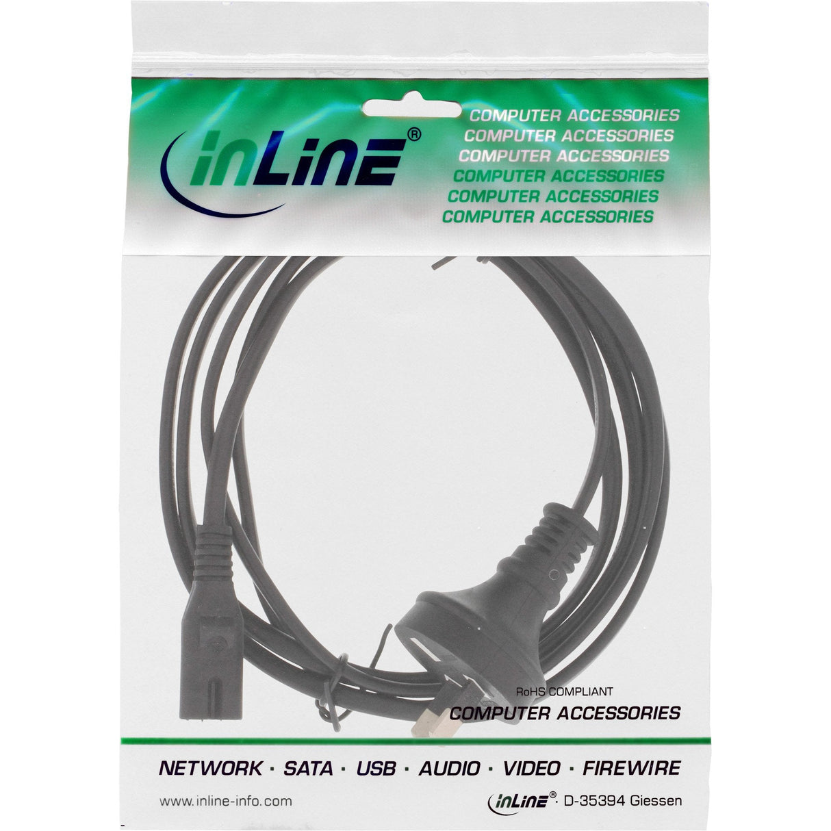 Cable De Alimentación Inline Tipo I Australia / Nz A Euro 8 C7 Enchufe 1,8 M