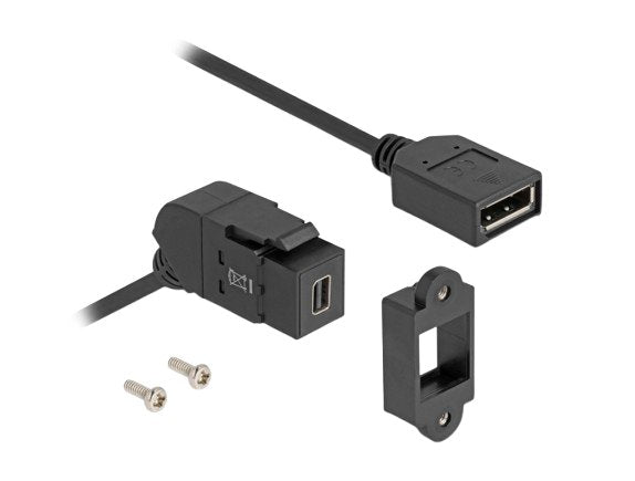 Delock Keystone Modul Mini Displayport Einbaubuchse Zu Displayport Buchse 45° Gewinkelt Mit 30 Cm Cable 8k 30 Hz Schwarz