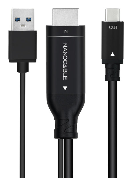 EAN 8433281014770 - Nanocable 10.15.4354 adaptador de cable de vídeo 1,8 m HDMI + USB Type-A USB Tipo C imagen 2