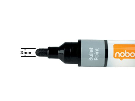 Nobo Caja De 10 Rotuladores Para Pizarra Blanca - Punta Redonda 3mm - Tinta Liquida - Nivel De Tinta - Color Negro
