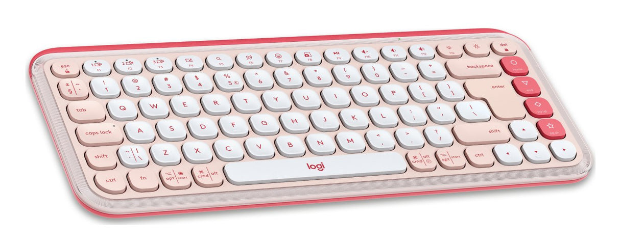 Teclado Ingles + Ratón Logitech Pop Icon Universal Bluetooth Qwerty Internacional De Ee.Uu. Rosa, Blanco