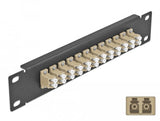 Delock 66767 Panel De Conexión De Fibra Óptica De 10" De 12 Puertos Lc Duplex Beis 1u Negro