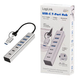 Hub Usb 3.0, 7 Puertos 4xusb-A + 3xusb-C, Cable Usb-A/Usb-C 3.0 2 En 1, 5 Gbps