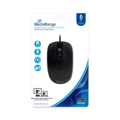 EAN 4260459619628 - MediaRange MROS211 ratón Oficina Ambidextro USB tipo A Óptico 1000 DPI imagen 1