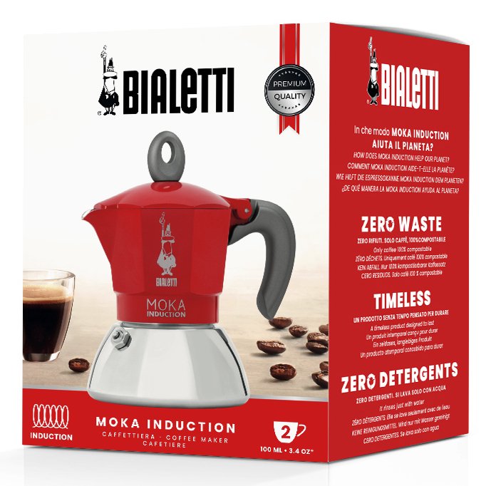 EAN 8006363029247 - Bialetti Moka induction Cafetera italiana 0,1 L Rojo, Plata imagen 5