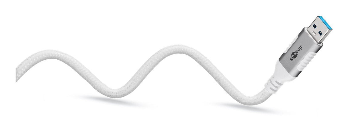 Cable Ethernet Goobay Usb-A 3.2 Gen1 Macho > Rj-45 Macho, Adaptador Lan Blanco, 2 Metros, Cubierta Textil Trenzada 74159