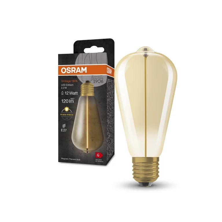 Osram Led Vintage 1906 Edison 12 Filament Magnetic 2.2w 827 Gold E27