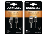 Duracell 2m + Free 1m Micro-Usb Cables - Black Bun0135a