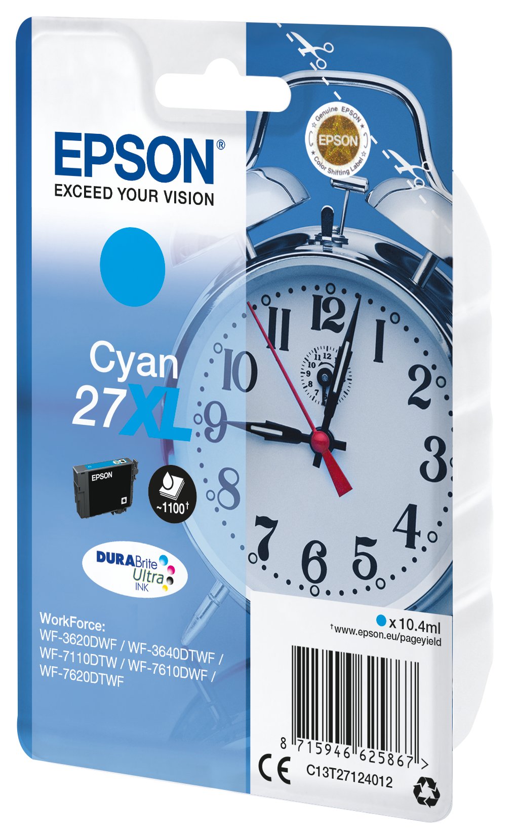 Cartucho Original Epson 27xl Cyan - C13t27124010 Ml-10.4pag-1100