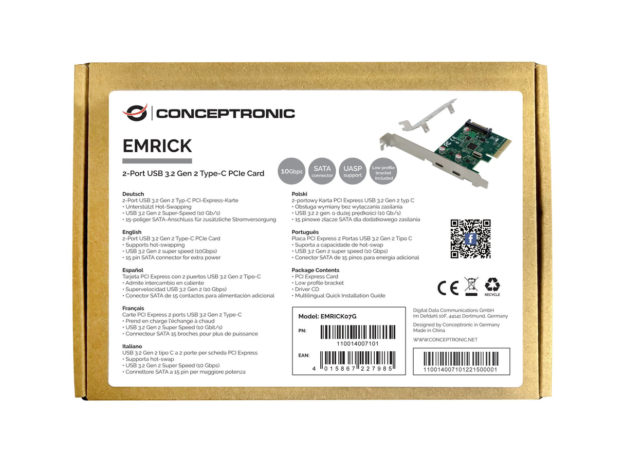 Conceptronic Pci Express Card 2 Port Usb-C 3.2